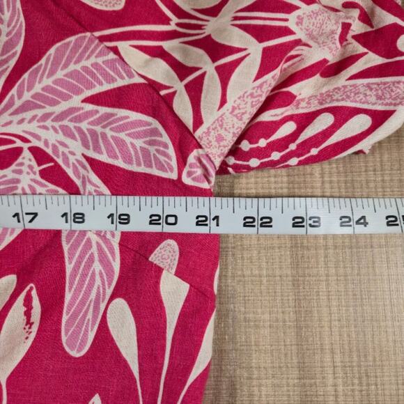 Rachel Zoe Womens Linen Blend Top Size Large Pink Preppy Resort Coquette - Picture 4 of 7